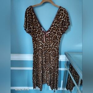 Leopard Print V-Neck Dress